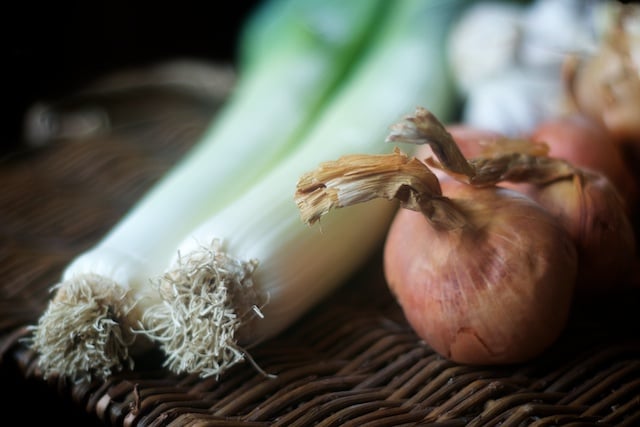 onion bisque 001 leek and shallots for onion bisque