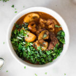close up of mushroom stew