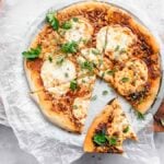 margharita pizza on a white background