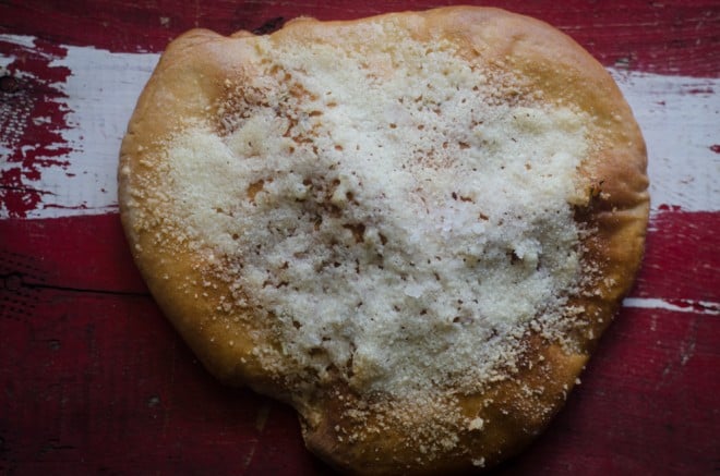 Flat Bread with Lardo Pesto and Parmesan Flat Bread with Lardo Pesto / Pesto Modenese