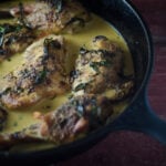 meat and oil in a pan