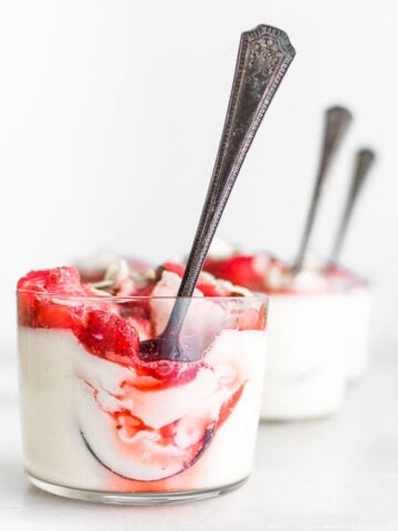 multiple containers of yogurt panna cotta