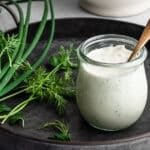 Kefir ranch dressing in a glas jar