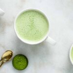 two cups of matcha green tea
