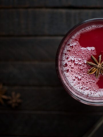 cranberry drink in a glass