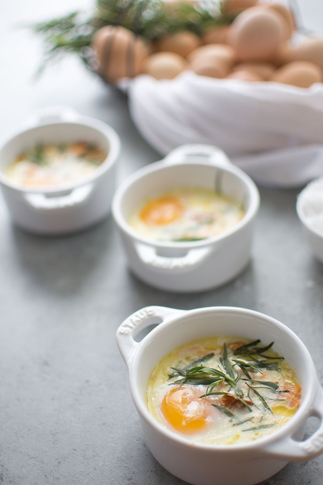 Baked Eggs with Smoked Salmon is SO easy to make. It takes only a few ingredients, and about five minutes of active time in the kitchen.