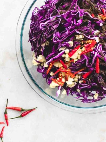 spicy purple cabbage slaw