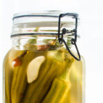close up of fermented okra in a jar