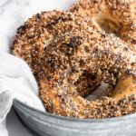 homemade everything bagels close up