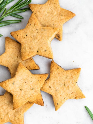 Rosemary shortbread on white background