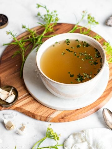 chicken bone broth with dill