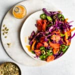 cabbage salad with jalapenos, pepitas, grapefruit and cilantro