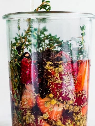 strawberry herb shrub in a weck jar